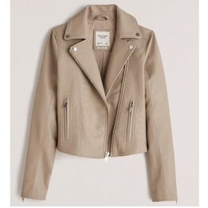 Abercrombie & Fitch Tan Leather Biker Jacket